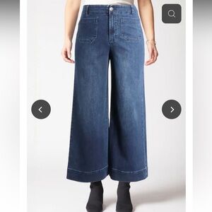 Habitat Stretch dark wash soft denim wide leg ankle jeans high rise size 12